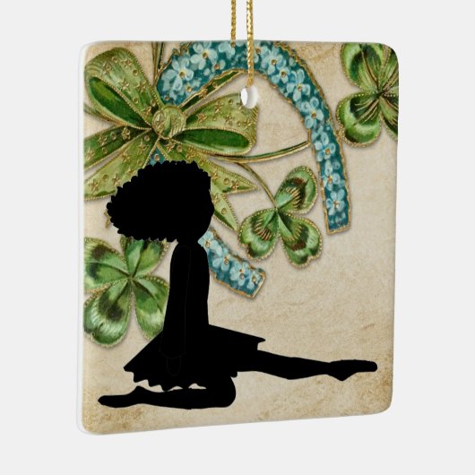 Mooie Ierse danser, Shamrock en Hoefijzer Keramisch Ornament (Rechts)