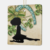 Mooie Ierse danser, Shamrock en Hoefijzer Keramisch Ornament (Links)