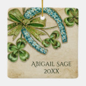 Mooie Ierse danser, Shamrock en Hoefijzer Keramisch Ornament (Achterkant)