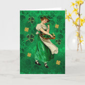 Mooie Ierse Groene & Gouden BloemenKlavers Lassie Kaart (Gele Bloem)