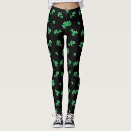 Mooie Ierse klaverpatroon op zwart Leggings