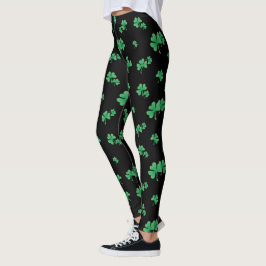 Mooie Ierse klaverpatroon op zwart Leggings