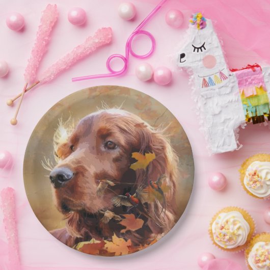 Mooie Ierse rode setter Papieren Bordje (Feest)