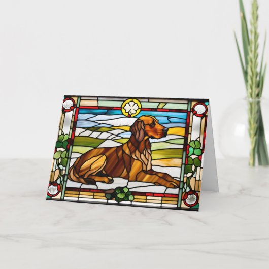 Mooie Ierse Setter Glas-in-Lood Kaart (Voorkant)