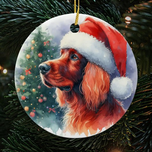 Mooie Ierse setter hond kerst Keramisch Ornament