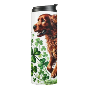 MOOIE IERSE SETTER HOND MET SHAMROCKS THERMOSBEKER