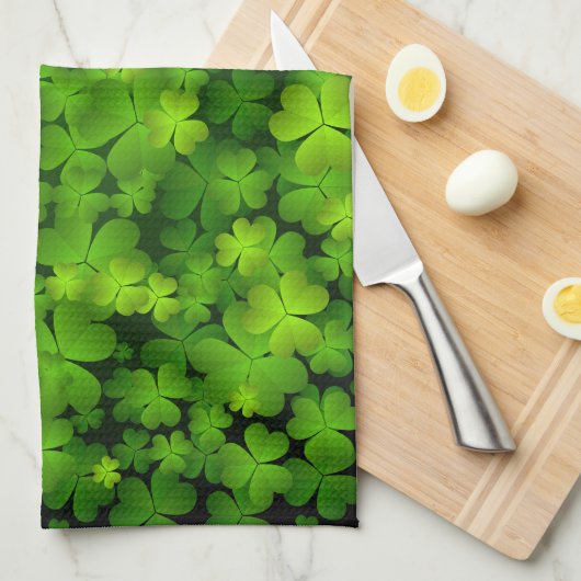 Mooie Ierse Shamrocks Theedoek (Quarter Fold)