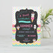 Mooie ijs-verjaardagsfeestuitnodiging voor meisjes kaart (Staand voorkant)