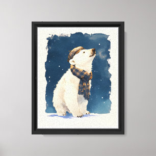 Mooie Ijsbeer Canvas Dieren Kinderkamer Muurkunst Afdruk