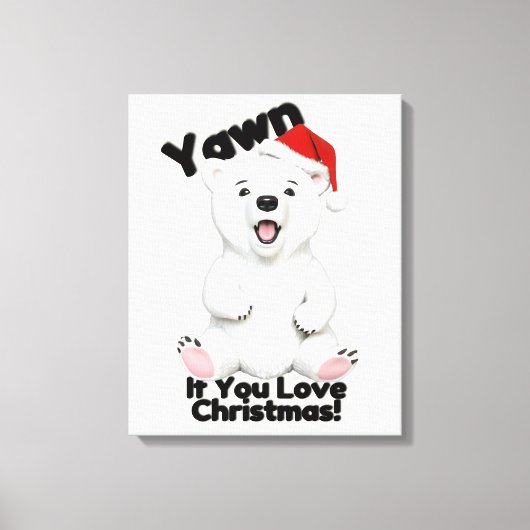 Mooie IJsbeer Kerst Canvas Muurkunst Afdruk (Voorkant)