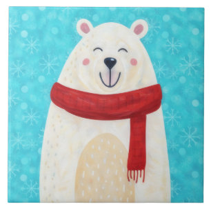 Mooie Ijsbeer Sneeuw Winter Decoratieve Tegels Tegeltje