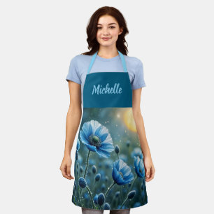 Mooie Ijsblauwe Bloemen *personaliseer* Schort
