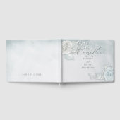 Mooie ijsblauwe en witte roos gastenboek (Volledig)