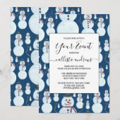 Mooie Ijsblauwe Sneeuwman Aquarel Patroon Kaart (Voorkant / Achterkant)