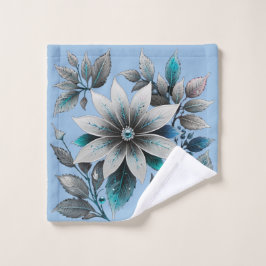 Mooie ijsbloemen en bladeren washandje