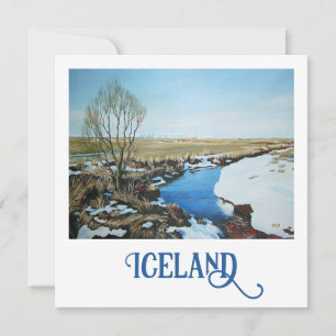Mooie IJslandse lente sneeuwlandschap fijne kunst Feestdagenkaart