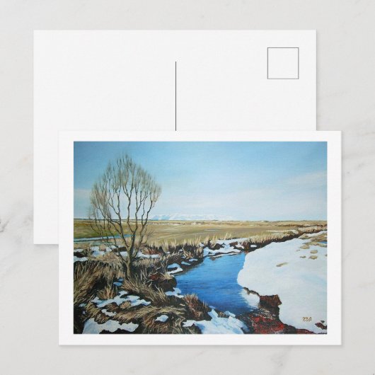 Mooie IJslandse sneeuw lente landschap fijne kunst Briefkaart (Voorkant / Achterkant)
