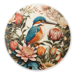 Mooie IJsvogel en Protea Bloemen Keramische Knop