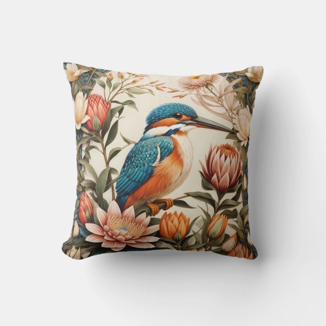 Mooie IJsvogel en Protea Bloemen Kussen (Voorkant)