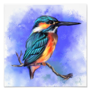 Mooie ijsvogel vogel foto print afdruk