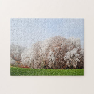 Mooie ijzige herfstbomen Oostenrijk Landschap Legpuzzel