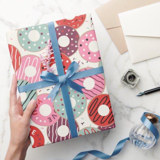 Mooie Ik Hou Van Jou Donut Inpakpapier (Geschenken)