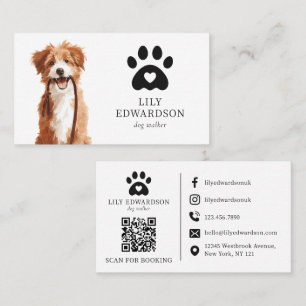 Mooie illustratie huisdier hond uitlaatservice QR- Visitekaartje