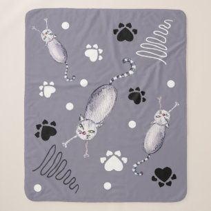 Mooie Illustratie Katten En Pootjes Sherpa Deken