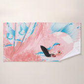 Mooie illustratie met getekende roze flamingo en badhanddoek (Badhanddoek)