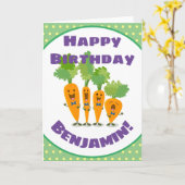 Mooie illustratie van de cartoon van het wortelkwa kaart (Gele Bloem)