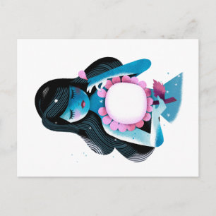 Mooie illustratie van een Meisje en een de Briefkaart