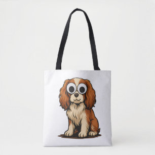 Mooie illustratie van een puppy met grote ogen tote bag