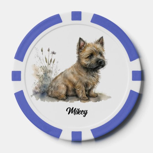 Mooie Illustratie van Hond - Cairnterriër Poker Chips (Voorkant)