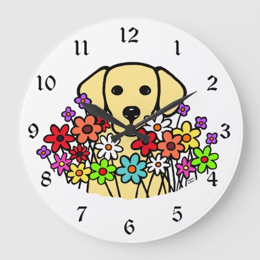 Mooie illustratie van Soul Yellow Labrador Grote Klok (Voorkant)