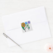 Mooie illustratie van vier bloemen vierkante sticker (Envelop)