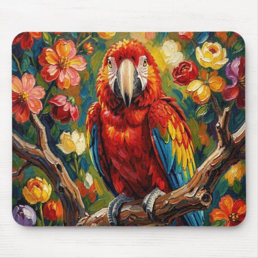 Mooie Impasto Ara Papegaai Muismat (Voorkant)