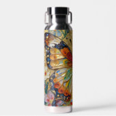 Mooie Impasto Vlinder & Bloemen Waterfles (Voorkant)