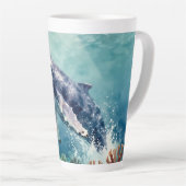 Mooie Impasto Walvis Ocean Illustratie Latte Mok (Rechterhoek)