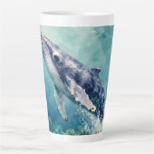 Mooie Impasto Walvis Ocean Illustratie Latte Mok (Voorkant)