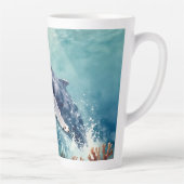 Mooie Impasto Walvis Ocean Illustratie Latte Mok (Rechts)