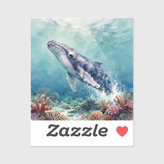 Mooie Impasto Walvis Oceanische Illustratie Sticker (Vel)