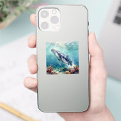 Mooie Impasto Walvis Oceanische Illustratie Sticker (Telefoon)