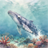 Mooie Impasto Walvis Oceanische Illustratie Sticker (Voorkant)