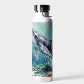 Mooie Impasto Walvis Oceanische Illustratie Waterfles (Links)
