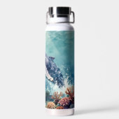 Mooie Impasto Walvis Oceanische Illustratie Waterfles (Achterkant)
