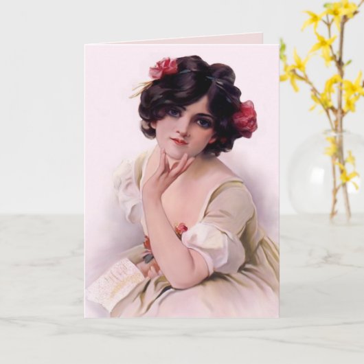 Mooie in Roze Kaart (Gele Bloem)