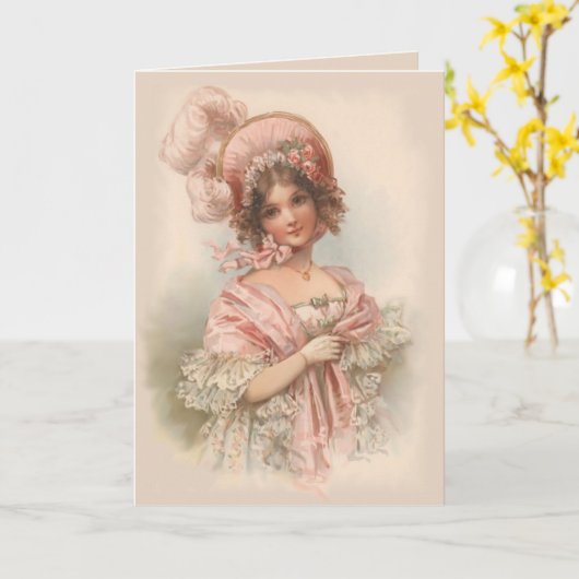 Mooie in Roze Kaart (Gele Bloem)