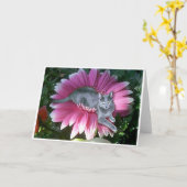 Mooie in Roze Kaart (Gele Bloem)