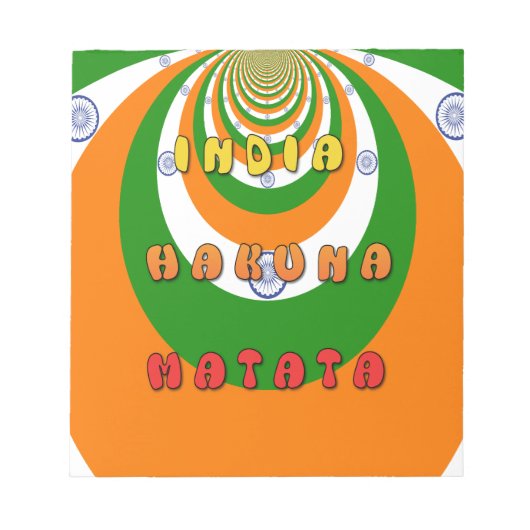 Mooie India Nationale Vlag Kleuren Hakuna Matata Notitieblok (Voorkant)