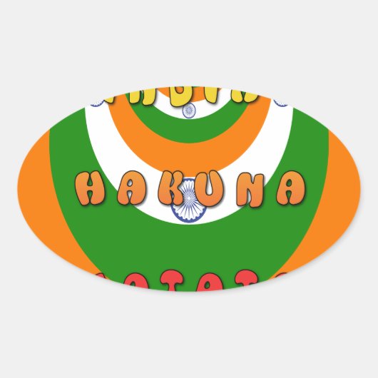Mooie India Nationale Vlag Kleuren Hakuna Matata Ovale Sticker (Voorkant)